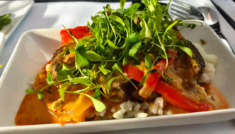 Business class dinner on American Airlines