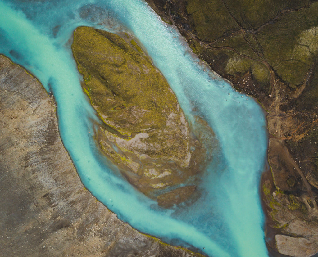 River in Iceland from above