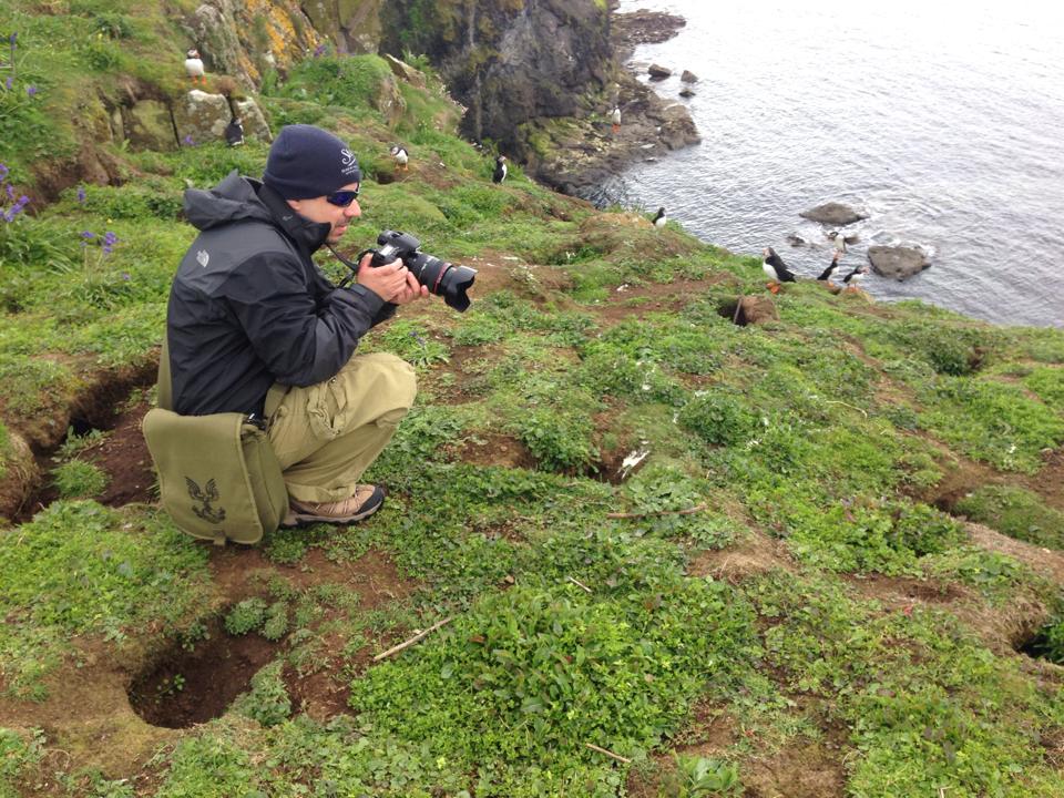Photographing puffins on the Isle of Lunga