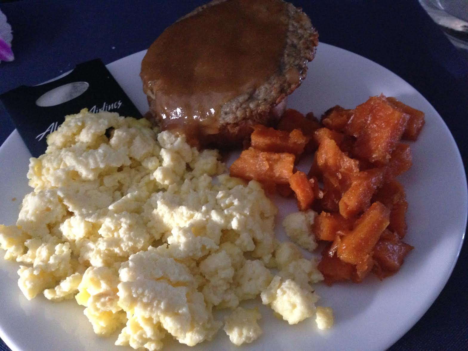 Alaska Airlines First Class breakfast meal hawaii