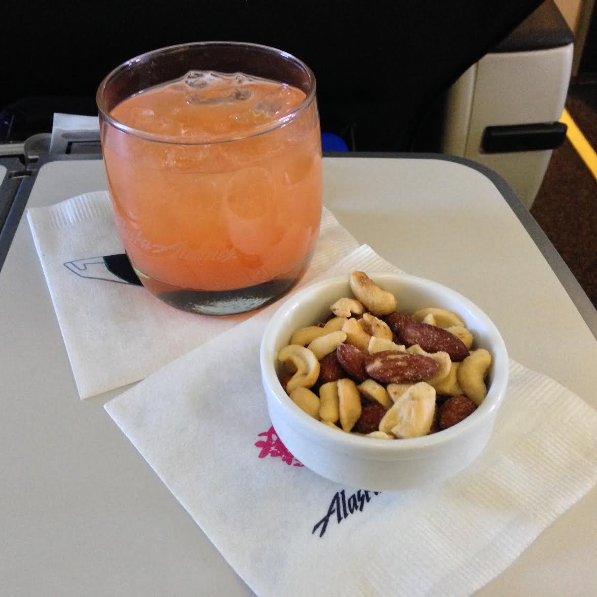 Alaska Airlines First Class nuts