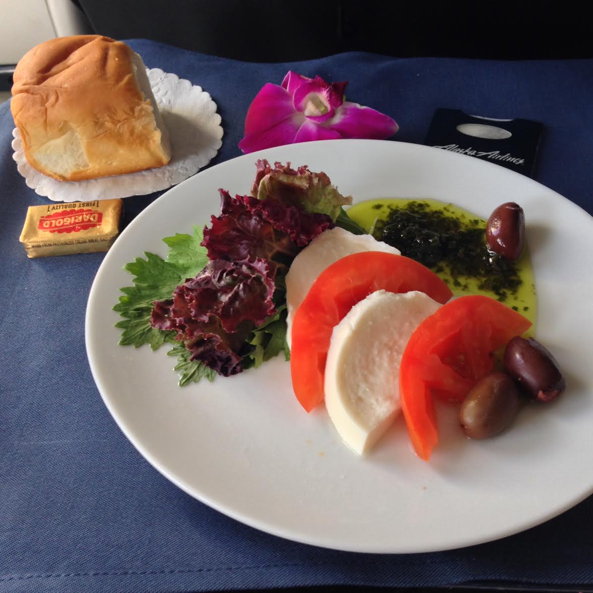 Alaska Airlines First Class appetizer