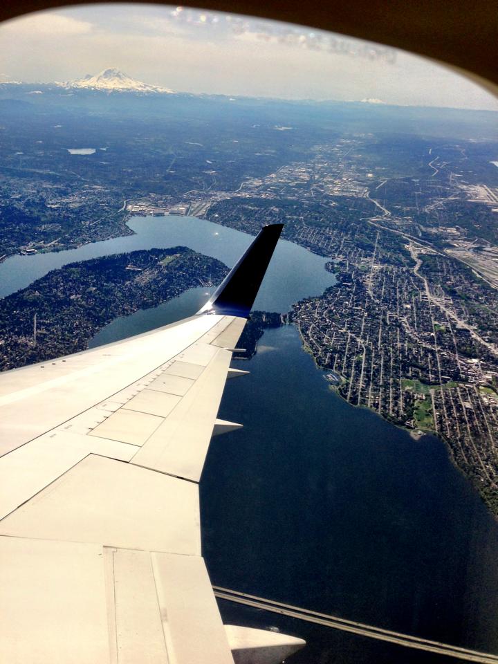 Flying over Seattle, Washington