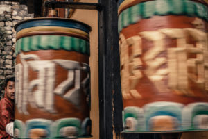 Prayer wheels in Punakha