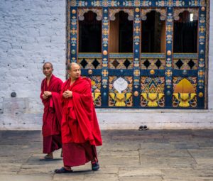 Monks at Punakha Dzong, Bhutan