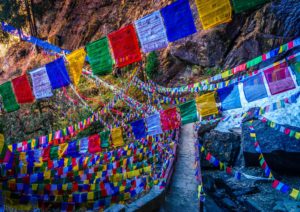 Bhutan: Prayer flags on the hike up to Tiger's Nest Monastery