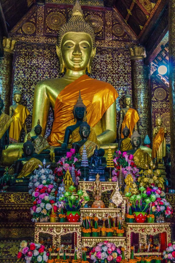 Buddha statue inside Wat Xiang Thong, Luang Prabang, Laos