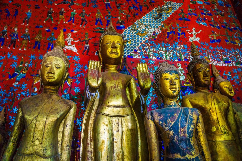 Statues inside Wat Xiang Thong, Luang Prabang, Laos