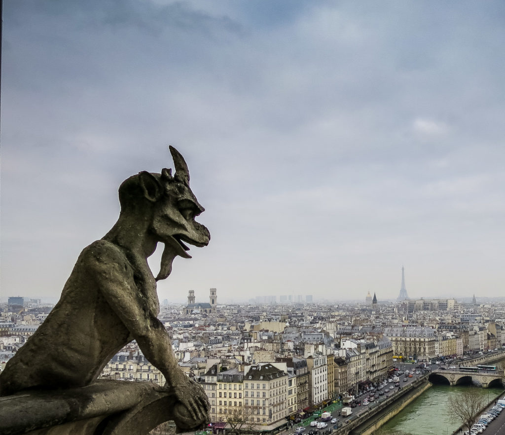 Notre Dame gargoyle in Paris, France